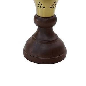 Elegant Gold Metal Incense Burner With Dark Wooden Base Traditional Bakhoor Burner For Luxury Home Fragrance And Decor - Product Image 5