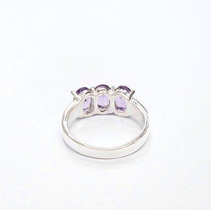 Anillo de Lujo con Tres Amatistas, Plata de Ley 925, Antideslustre, Hecho a Mano, Joyería Fina para Mujer, para Oficina, Fiesta, Boda - Product Image 6