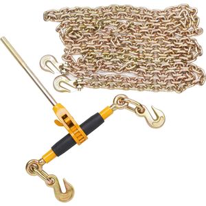 Tendicatena a cricchetto per carichi pesanti 5/16'-3/8' con limite di carico sicuro di 7100 libbre, salva-lavoro, antiscivolo per il controllo del carico, catene G80 - Product Image 3