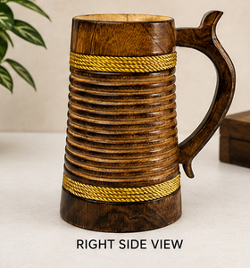 Jarra Vikinga de Madera Desechable Hecha a Mano Pulida con Asa para Hogar, Hotel, Restaurante, Regalo, Fiesta Estilo Americano - Product Image 2