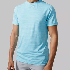 Camiseta Deportiva de Cuello Redondo para Hombre, Color Azul Claro Jaspeado, Manga Corta, Secado Rápido, Personalizable con Logotipo, OEM, ODM, Ropa al por Mayor - Product Image 6