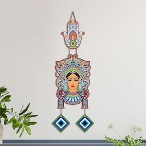 Décoration murale bohème visage de déesse tribale avec protection contre le mauvais œil, art ethnique indien pour la décoration intérieure - Product Image 2