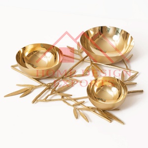 Centres de table décoratifs en métal doré jetables de luxe avec poignée en forme de feuille et bol à fruits unique – Dernier design, best-seller - Product Image 3