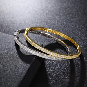 กำไลข้อมือทองคำ 14K หรูหรา ประดับเพชรแล็บโกรว์แบบฝังเต็ม ดีไซน์ฮิปฮอปวิบวับ หลายแถว สามารถซ้อนกันได้ - Product Image 2