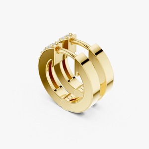 Pendientes de Aro Huggie de Oro Amarillo de 9K con Diamante Redondo Cultivado en Laboratorio de 0.324CT, Una Sola Hilera, Joyería OEM al por Mayor - Product Image 2