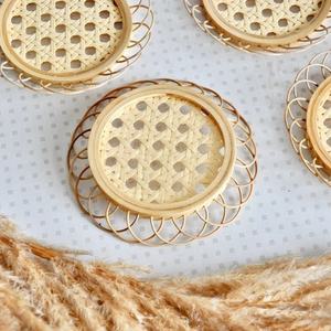 Best Selling Cute Bamboo Flower Shape <b>Wooden</b> Coasters and <b>Placemat</b> Set for Drinks Cup Gifts & Crafts - Product Image 5