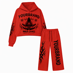 Conjunto de Chándal de Algodón Grueso con Logotipo Personalizado Bordado en 3D, Sudadera con Capucha y Pantalones Deportivos, Ropa Urbana Informal Unisex, Fabricación OEM ODM - Product Image 1