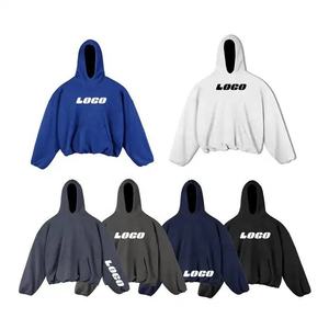 เสื้อฮู้ดดี้โอเวอร์ไซส์ผู้ชาย สีพื้น ผ้าฝ้ายถัก สวมใส่สบาย มีกระเป๋า ดีไซน์สำหรับฤดูใบไม้ร่วง พิมพ์โลโก้ด้านหน้า เป็นมิตรต่อสิ่งแวดล้อม แบบ 3 มิติ - Product Image 1
