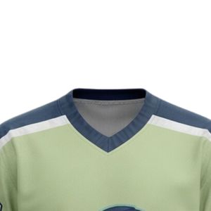 Men Light Green Sublimated <b>Ice</b> Hockey Printable Polyester V Neck Jersey Long Sleeve Sports Shirt Team Wear Training Match - Product Image 3