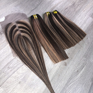 Precio al por mayor SDD Bone Straight Bundles Cierre Raw Vietnamese Hair Virgin Skin Trama Tipo Hair Weave Extensiones de cabello humano - Product Image 5