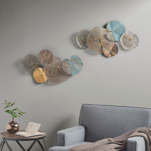 Contemporary Botanical Metal <b>Wall</b> Sculpture Openwork Floral <b>Leaves</b> Accent <b>Decor</b> for Bedroom Living Room Home Interior - Product Image 1