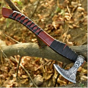 Hache artisanale en acier Damas avec manche en bois, outil de survie robuste pour le camping et le bushcraft, THEWIZ CRAFTS, garantie 3 ans - Product Image 2