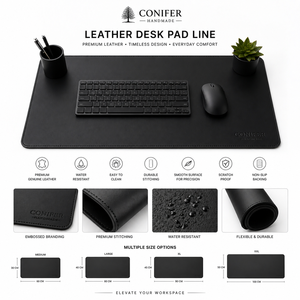 Premium Full Grain Leather <b>Desk</b> Mat Extra <b>Large</b> Waterproof Office Writing Pad Non-Slip Executive Table Blotter Custom Logo - Product Image 6