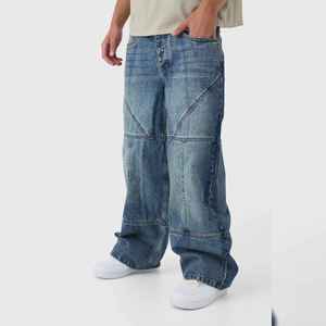 Manufacturer Direct Men's Wholesale Breathable Casual Dark Straight Solid Denim Jeans Embroidery for Summer Autumn Winter - Product Image 1