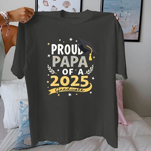 Fier Papa 2025 T-shirt Femme Coupe Confort Style Décontracté Imprimé 100% Coton Pureknitted Diplômé - Product Image 3