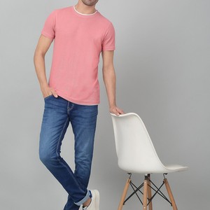 Camiseta de manga corta para hombre, corte regular, color gris jaspeado, cuello redondo, informal, de algodón, camiseta sólida de manga corta para hombre - Product Image 3