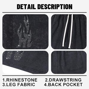 Pantalones Cortos Negros para Hombre con Pedrería y Lentejuelas, Cintura con Cordón, Estilo Casual, Transpirables, de Algodón - Product Image 5