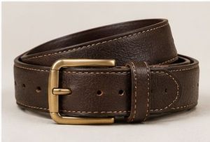 Cinturón de Cuero Genuino Negro Sólido con Hebilla Rectangular Plateada Formal para Hombre Duradero - Product Image 2