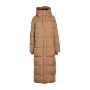 Doudoune longue marron à capuche pour femme et homme, hiver, décontractée, épaisse, matelassée, avec fermeture éclair, couleur unie, coupe ample, vêtement d'extérieur. - Product Image 3