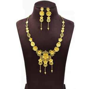 Collares Cortos Turcos de Latón con Baño de Oro de 14K, 18K, 24K, Estilo Tradicional de Dubái, Joyería Nupcial de Moda, Oro Joyería - Product Image 1