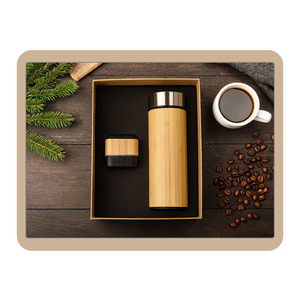 Personalized Wooden Bluetooth Speaker PU Leather Water Bottle <b>Gift</b> <b>Set</b> Promotional Office Customized Color Business Style - Product Image 1