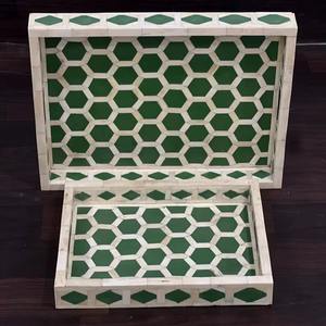 Plateau en os incrusté fait main de luxe pour le service, la décoration de la maison, la table basse, la salle à manger, les cadeaux, qualité supérieure écologique - Product Image 1