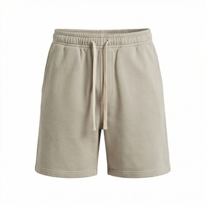 Pantalones Cortos de Felpa con Logotipo Personalizado para Hombre, Transpirables, de Poliéster/Algodón, Cintura Media, Estilo Casual Urbano, Aspecto Vintage, Secado Rápido, Diseño Liso - Product Image 1