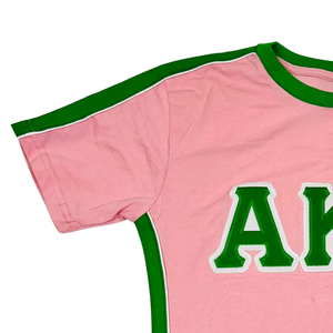 Premium <b>Shirt</b> Pink Green Women's Crew Neck Short Sleeve Casual Greek Style T-<b>Shirt</b> Premium Apparel - Product Image 3