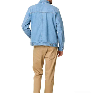 Men's Light Blue Denim <b>Jacket</b> Turn-down Collar Regular Fit Casual Style Single Breasted Cotton Material Autumn Wear - Product Image 2