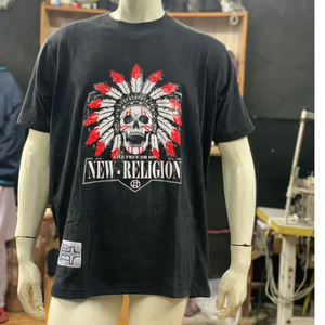 Camiseta de Alta Calidad con Estampado Serigrafiado y Lavado Ácido, Estilo Vintage, Informal, de Algodón, Holgada, para Moda Urbana - Product Image 1