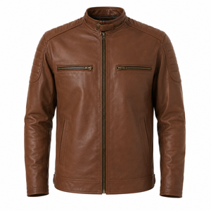 Premium Men's Brown Lambskin Leather <b>Jacket</b> Casual Zip-Up Fashion Outerwear Custom Logo Men's <b>Red</b> Leather <b>Jacket</b> Premium <b>Jacket</b> - Product Image 4