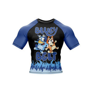 <b>Men's</b> Blue Flame Print Anti-UV Breathable Rash Guard Full Sleeve <b>Compression</b> <b>Shirt</b> Quick Dry Spandex Polyester Fitness Top - Product Image 4