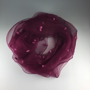 Pañuelo de Organza Jacquard de Seda Fina 100% Pura, Elegante, Largo, con Diseño de Puntos Morados, para Mujer, Primavera, Accesorio de Moda, Suave al Tacto - Product Image 2