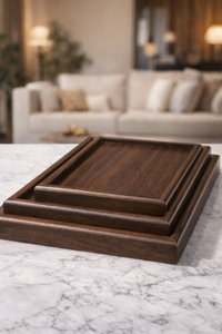 Bandeja de Servicio de Madera Marrón Oscuro - Bandeja Resistente y Ecológica para Hoteles y Resorts, Apta para Lavavajillas - Product Image 4