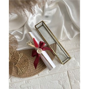 Luxury Brass Glass Scroll Box Invitation <b>Case</b> Elegant Wedding Keepsake Display Gold Metal Decorative Memory Storage Glass Box - Product Image 5