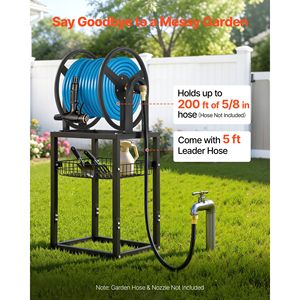 Avvolgitubo da Giardino Autoportante da 16 mm di Diametro, Contiene Tubi da 200 Piedi e 5/8 Pollici, Supporto Rimovibile per Montaggio a Parete o a Terra, per Stoccaggio Verticale - Product Image 3