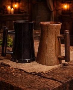 Eco-Friendly Polished Wooden Viking <b>Mug</b> with Hand Carved Engraving and Animal Design-Valentine's Day & Halloween Gift - Product Image 1
