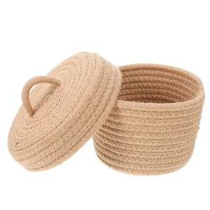 Cesta de yute 100% natural de alta calidad con tapa a juego, producto ecológico natural para el hogar y el jardín - Product Image 3