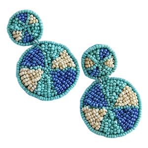 Pendientes de moda divertidos y elegantes para niñas, hechos a mano, coloridos, con cuentas de semillas, en forma de flor, chapados en plata. - Product Image 1