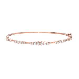 Diamond Solitaire Bangle Round Lab Grown 10k 14K <b>Solid</b> Gold Push Clasp With Safety Latch Everyday Wear Stacking Jewelry <b>Bracelet</b> - Product Image 3