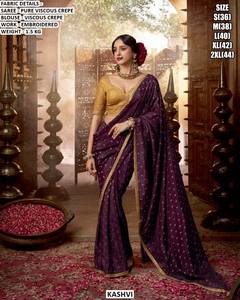 Sari Tradicional de Viscosa Negra, Absorbente de Humedad, Sin Arrugas, Estilo Aura, para Bodas y Fiestas de Invierno - Product Image 5