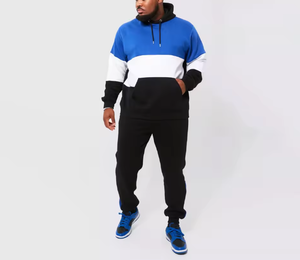 Ensemble de survêtement à capuche color block pour homme, tenue décontractée de sport, ensemble de jogging, streetwear, ensemble deux pièces, logo personnalisé - Product Image 1