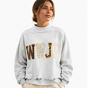 เสื้อสเวตเตอร์คอเต่าขนาดใหญ่พิมพ์ลายเสือดาวพร้อมตัวอักษร WWJD ชายเสื้อระบาย สำหรับทุกเพศ สวมใส่สบายๆ ในฤดูใบไม้ร่วง - Product Image 1