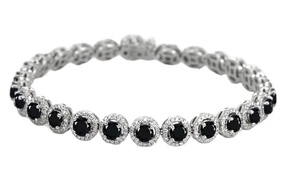 สร้อยข้อมือทรงกลมสีดำและสีขาว925สร้อยข้อมือเพชรโมอิสซานไนต์และเครื่องประดับเพชรอื่นๆ - Product Image 2