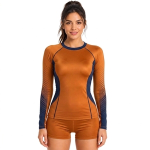 Women's Compression Rash Guard <b>4</b> <b>Way</b> <b>Stretch</b> and Sweat Moisture <b>Fabric</b> Reinforced Seam Ideal for Martial Training - Product Image 1