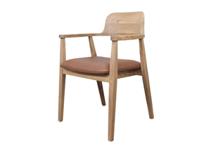 Fauteuil de salle à manger moderne en teck avec revêtement en microfibre pour la maison, l'extérieur, le salon, les repas - Product Image 4