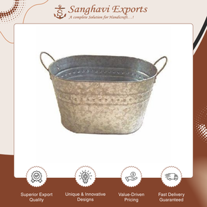 Oferta Increíble en Maceta Ovalada de Metal Vintage Hecha a Mano con Recubrimiento en Polvo, de Excelente Calidad, para Uso en Interiores y Jardines - Product Image 6