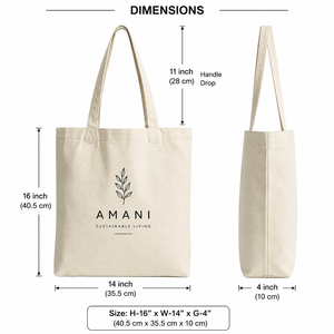 AMANI กระเป๋าผ้าแคนวาส ดีไซน์การพิมพ์แบบมินิมอล ลายใบไม้ กระเป๋าช้อปปิ้งสำหรับการเดินทางแบบยั่งยืน สไตล์ทุกฤดูกาล - Product Image 2