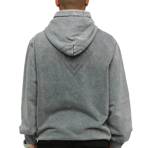 เสื้อฮู้ดดี้พรีเมียมแบบสั่งทำพิเศษ ทรงโอเวอร์ไซส์ สไตล์สตรีทแวร์ ผ้าคอตตอนฟอกสีแบบวินเทจ ตกแต่งด้วยรอยขาด ดีไซน์ไหล่ตก - Product Image 2