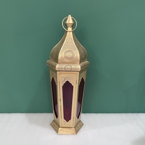 Iron <b>Moroccan</b> <b>Lantern</b> With red Glass Panels Home Decoration - Product Image 1